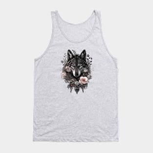 Gothic Floral Wolf Tank Top